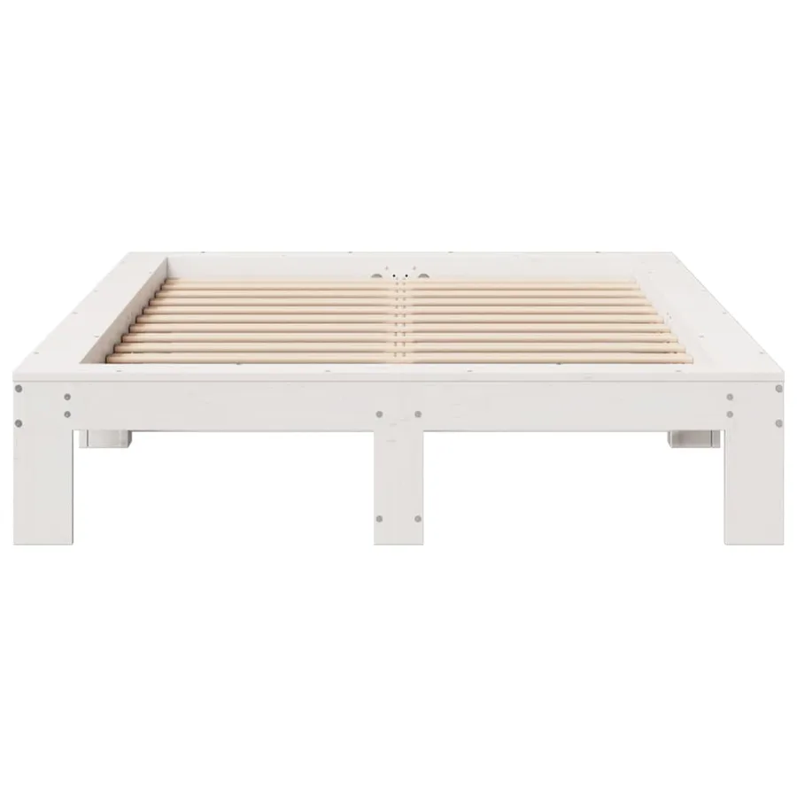 Cadre de lit sans matelas blanc 120x200 cm bois de pin massif - 4