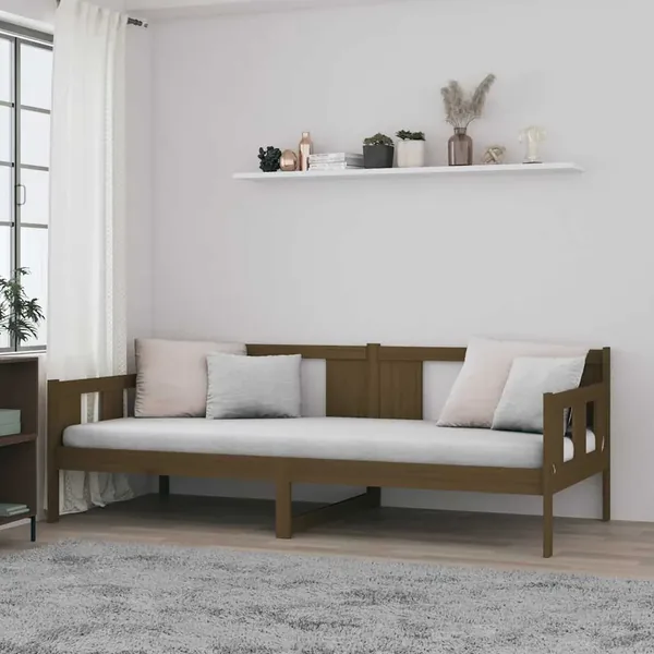 Lit de jour sans matelas marron miel bois pin massif 90x190 cm