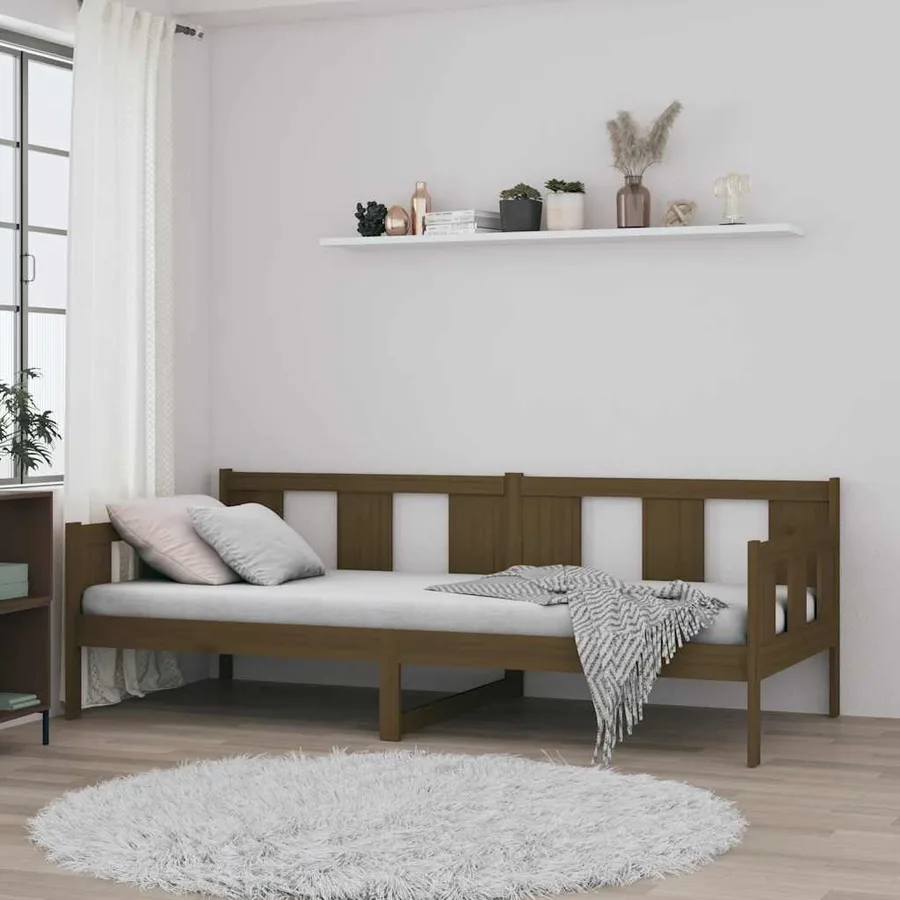 Lit de jour sans matelas marron miel bois pin massif 90x190 cm - 4
