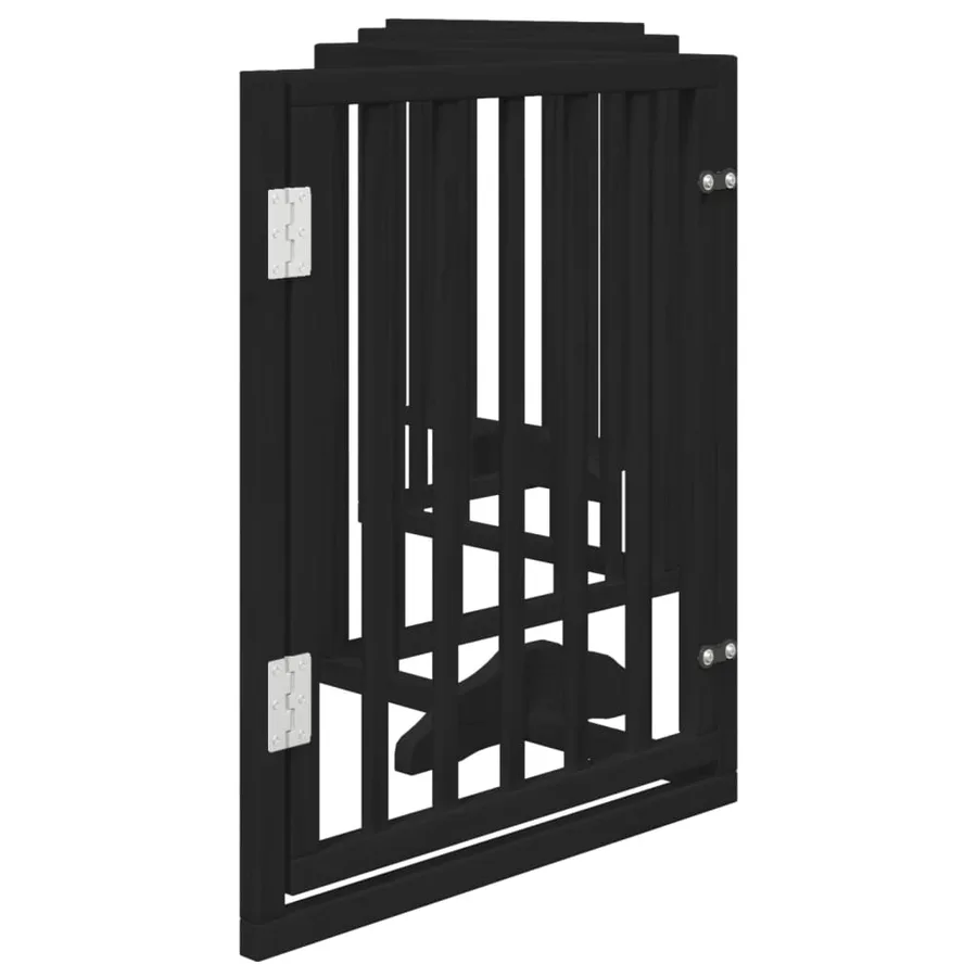 Barrière pour chiens et porte 6 panneaux noir bois de peuplier - 5