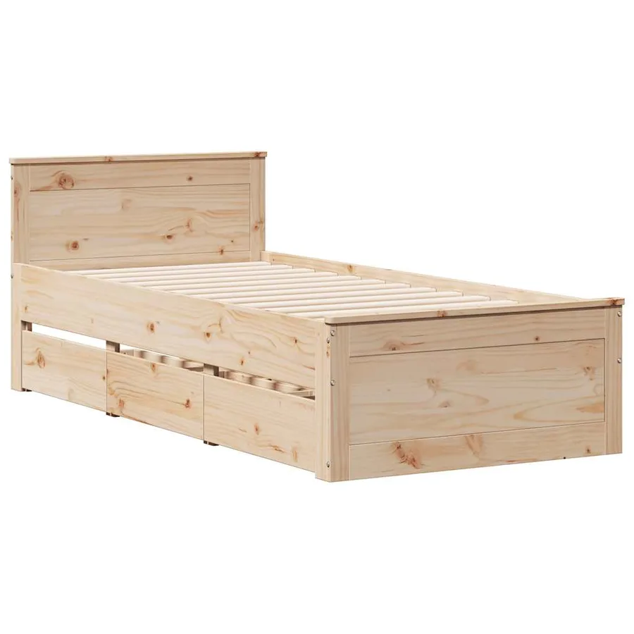 Cadre de lit sans matelas avec tête de lit 75x190 cm pin massif - 3