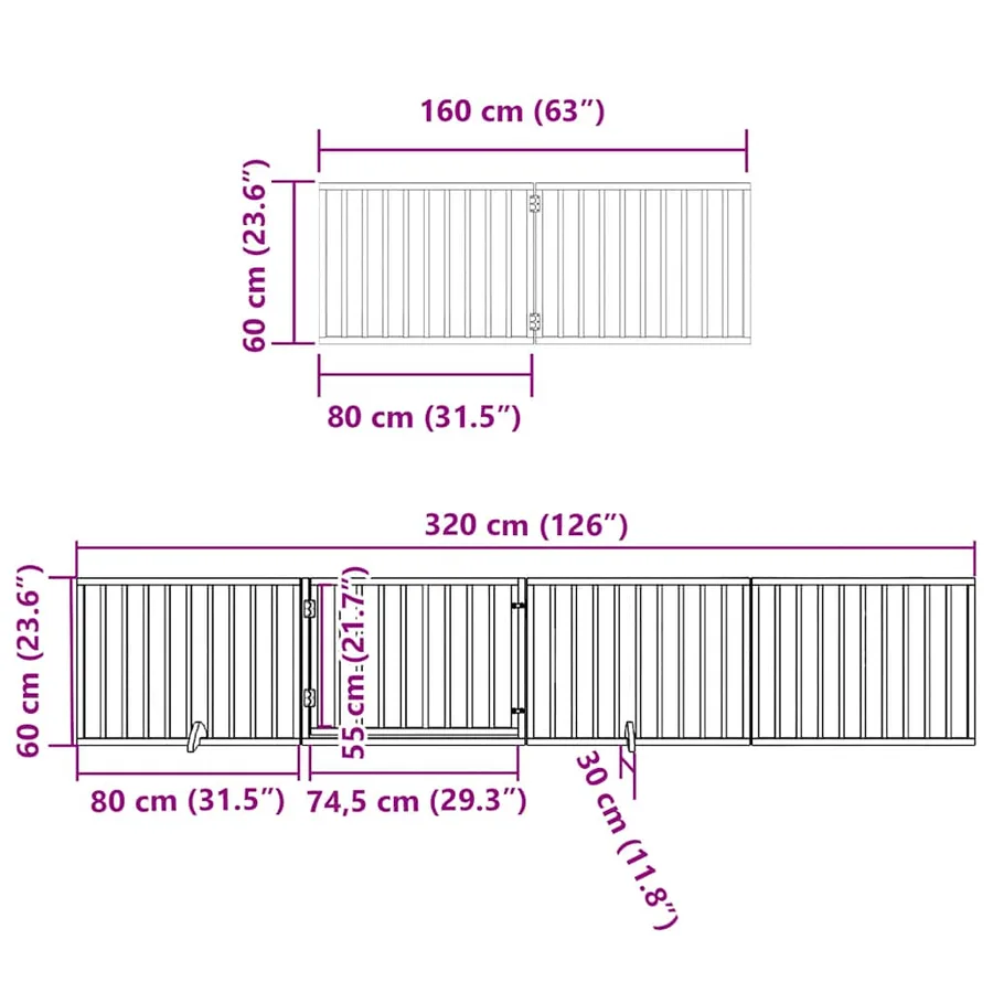 Barrière pour chien avec porte pliable 6 panneaux bois peuplier - 11