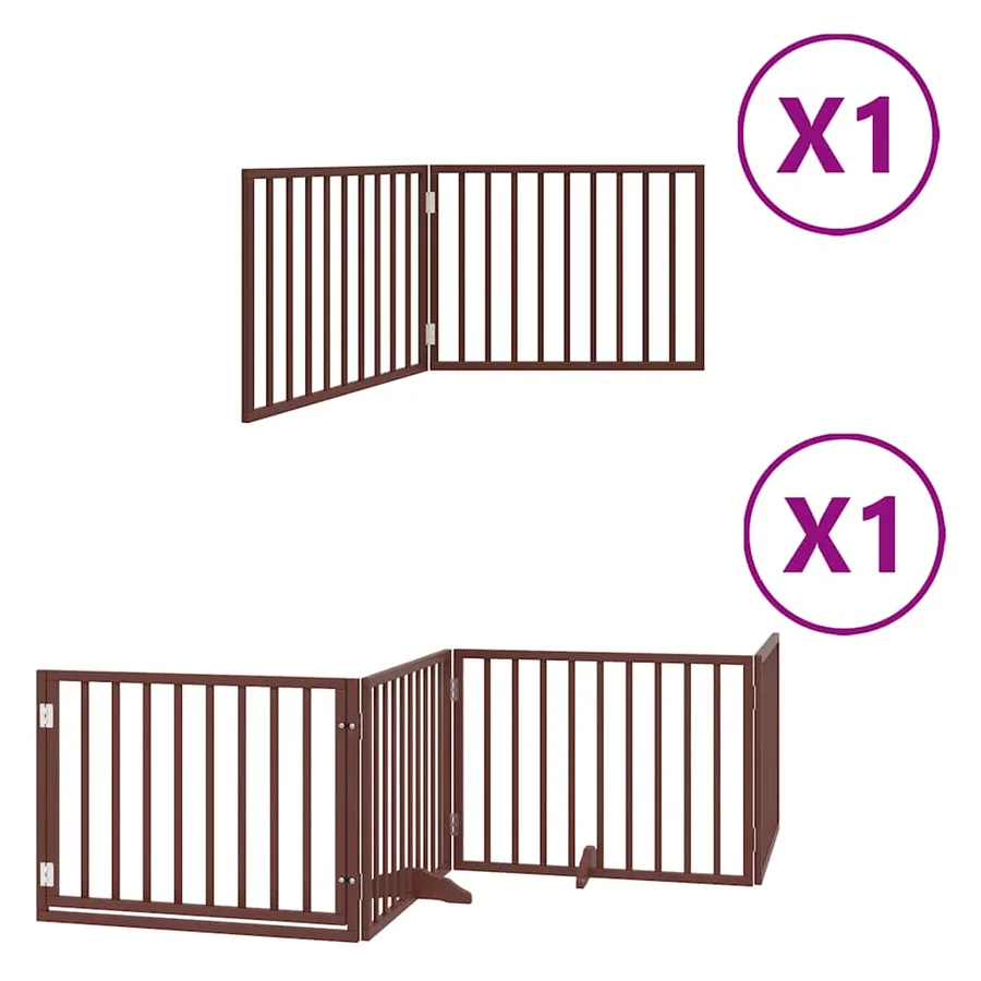 Barrière pour chien avec porte pliable 6 panneaux bois peuplier - 2