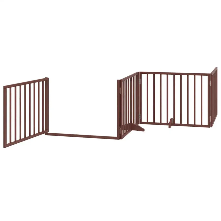Barrière pour chien avec porte pliable 6 panneaux bois peuplier - 4