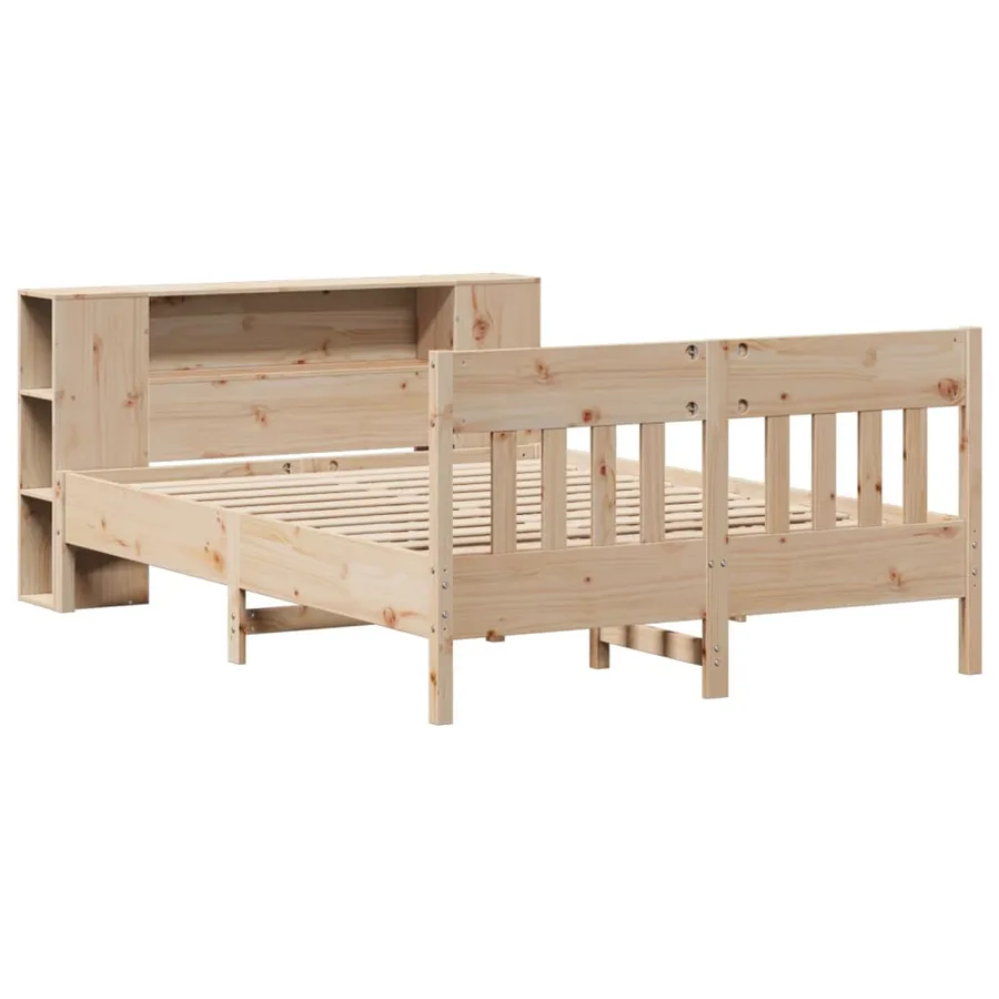 Lit bibliothèque sans matelas 150x200 cm bois massif de pin - 3