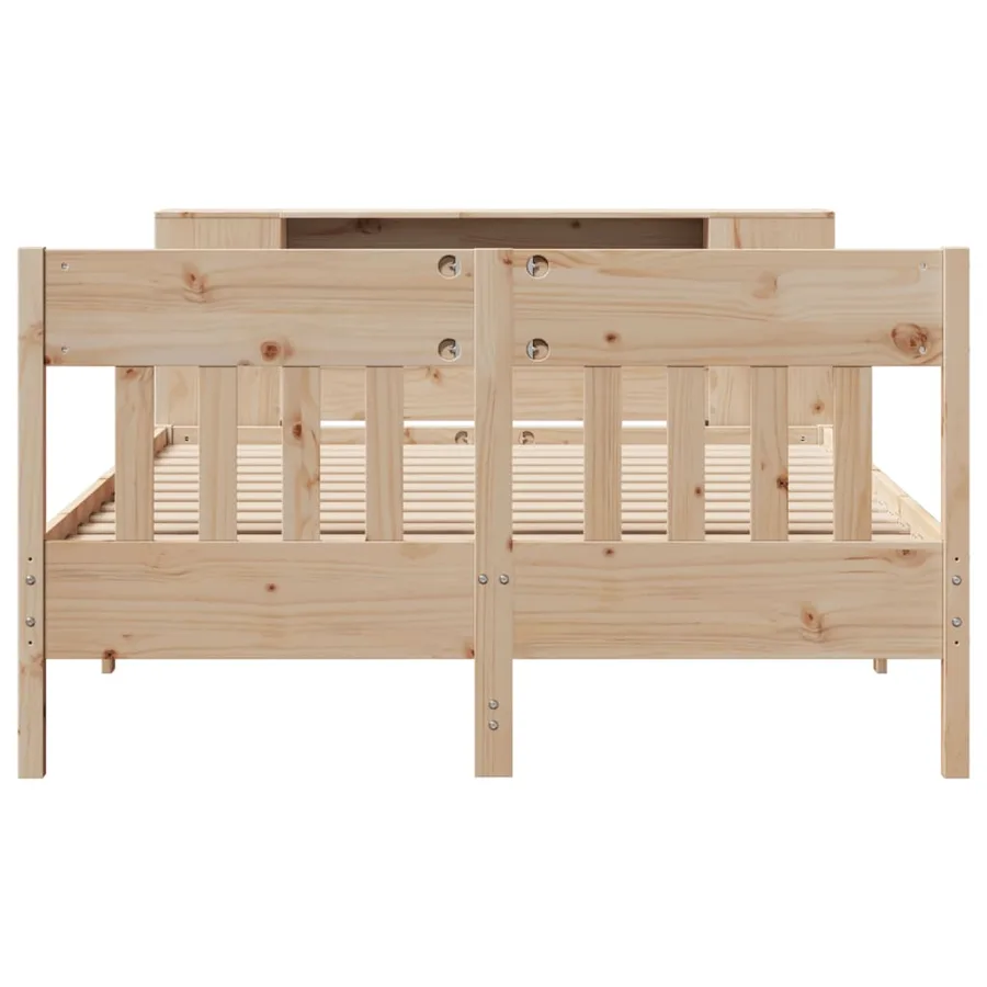 Lit bibliothèque sans matelas 150x200 cm bois massif de pin - 4