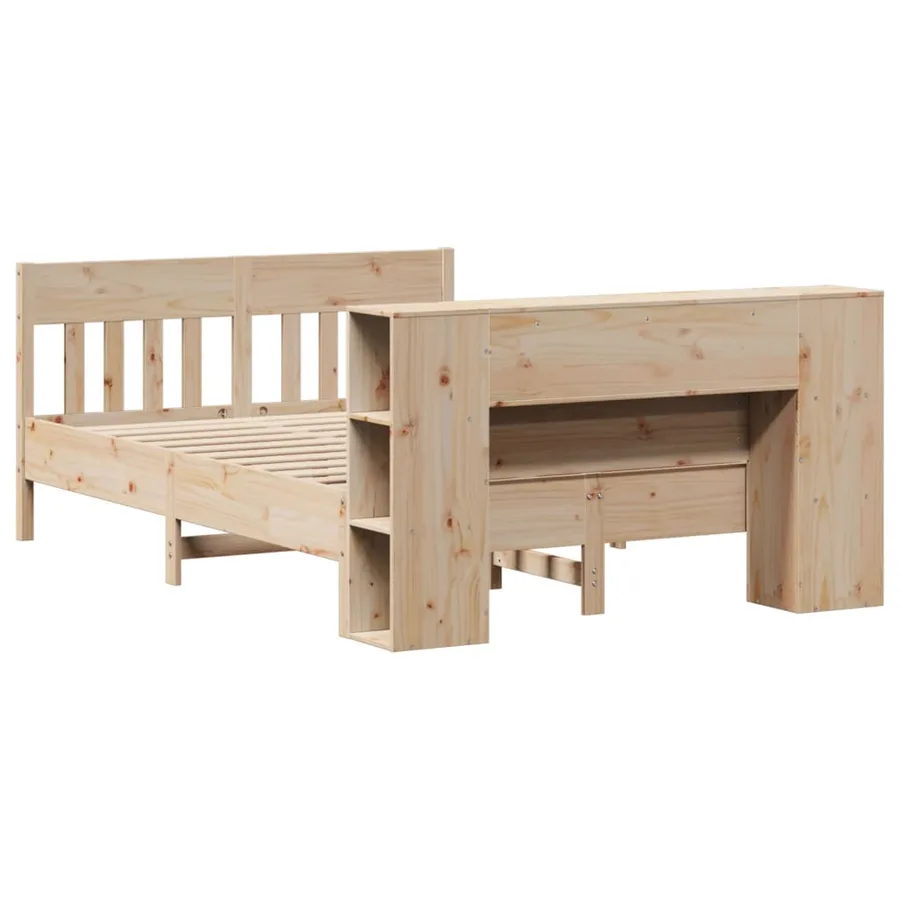 Lit bibliothèque sans matelas 150x200 cm bois massif de pin - 6