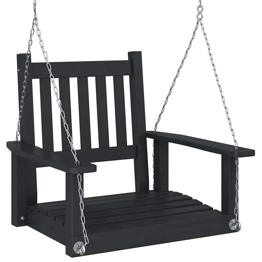 Chaise balançoire de jardin chaînes en métal bois massif sapin - 2