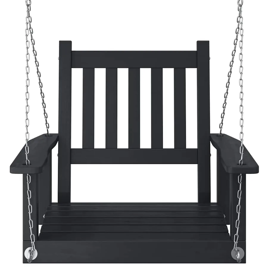 Chaise balançoire de jardin chaînes en métal bois massif sapin - 4