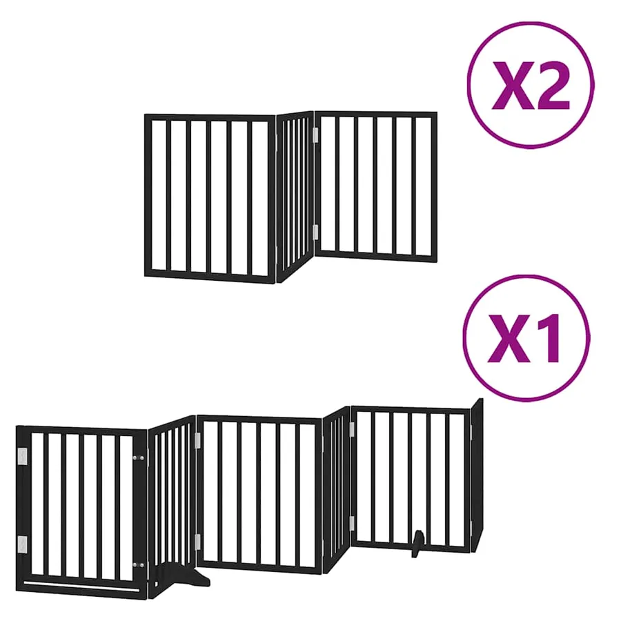 Barrière pour chien porte pliable 12panneaux noir bois peuplier - 2