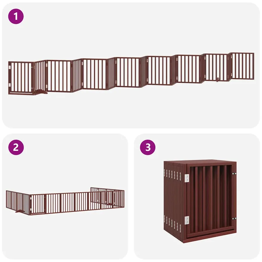 Barrière pour chien porte pliable 15 panneaux bois de peuplier - 5