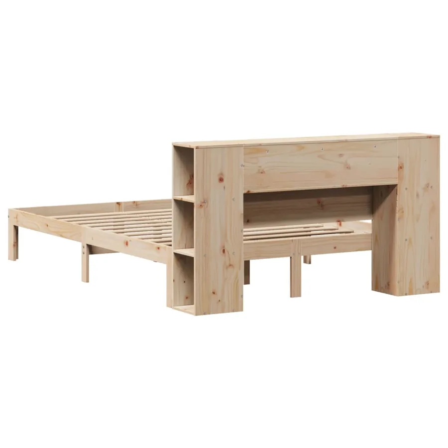 Lit bibliothèque sans matelas 150x200 cm bois massif de pin - 8