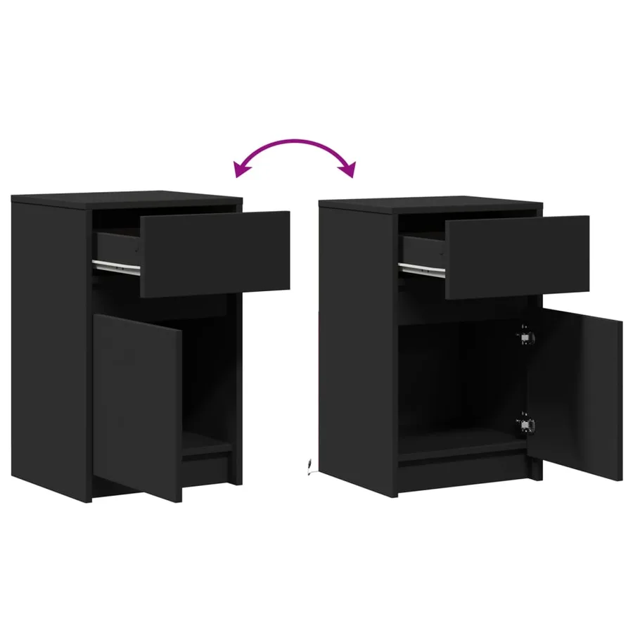 Armoire de chevet avec lumières LED noir bois d'ingénierie - 10