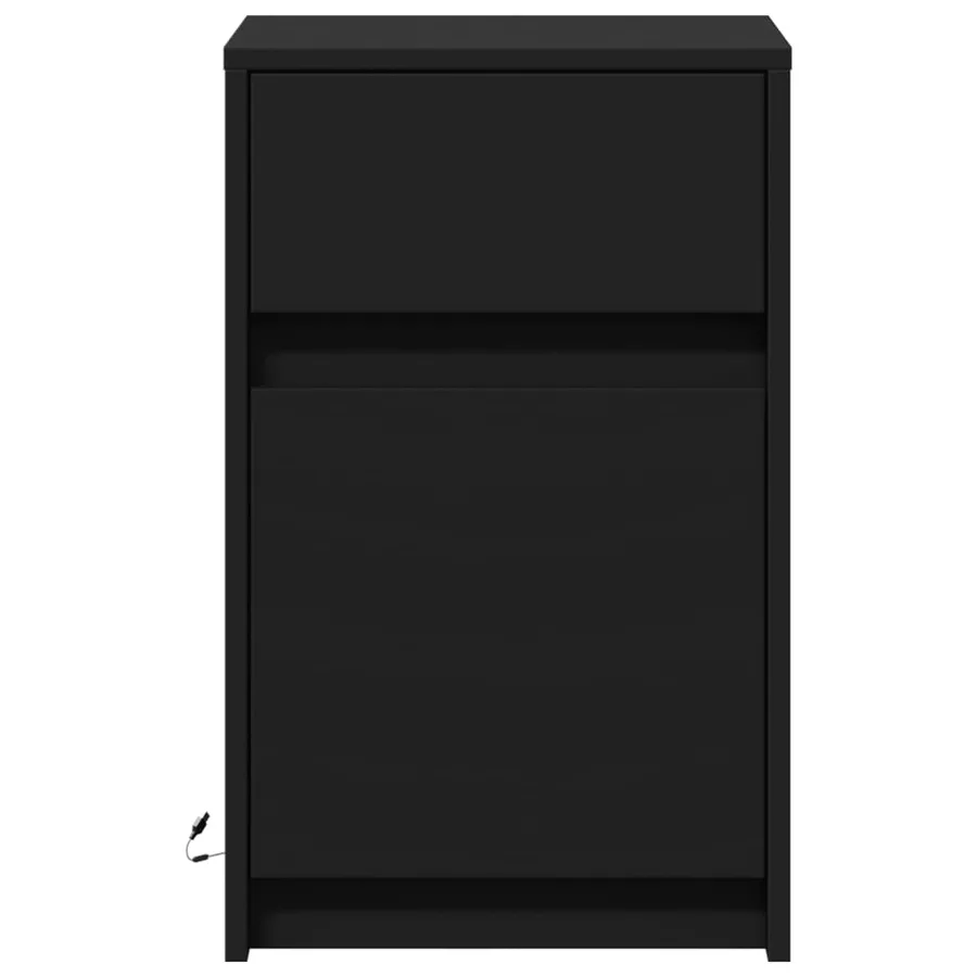 Armoire de chevet avec lumières LED noir bois d'ingénierie - 6