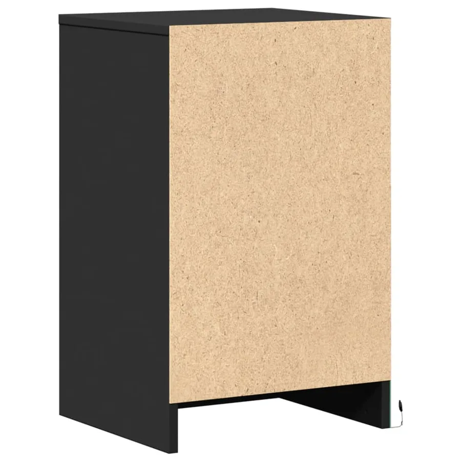 Armoire de chevet avec lumières LED noir bois d'ingénierie - 8