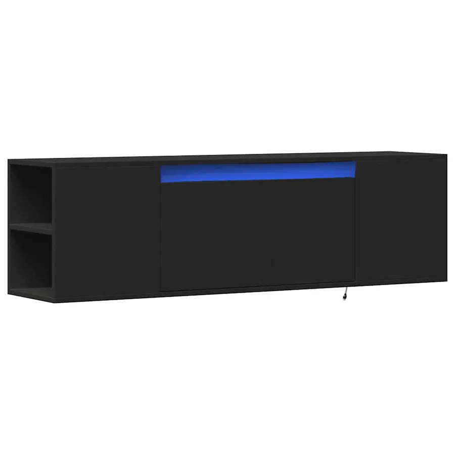 Meuble TV mural avec lumières LED noir 135x31x39,5 cm - 3