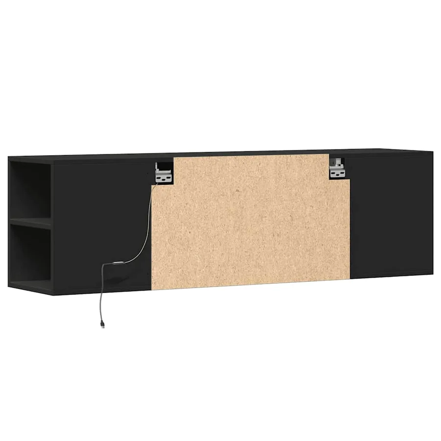 Meuble TV mural avec lumières LED noir 135x31x39,5 cm - 8