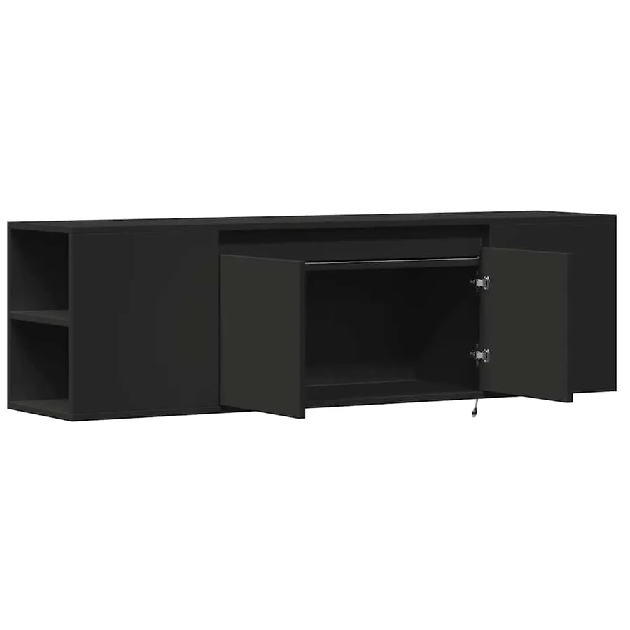 Meuble TV mural avec lumières LED noir 135x31x39,5 cm - 9