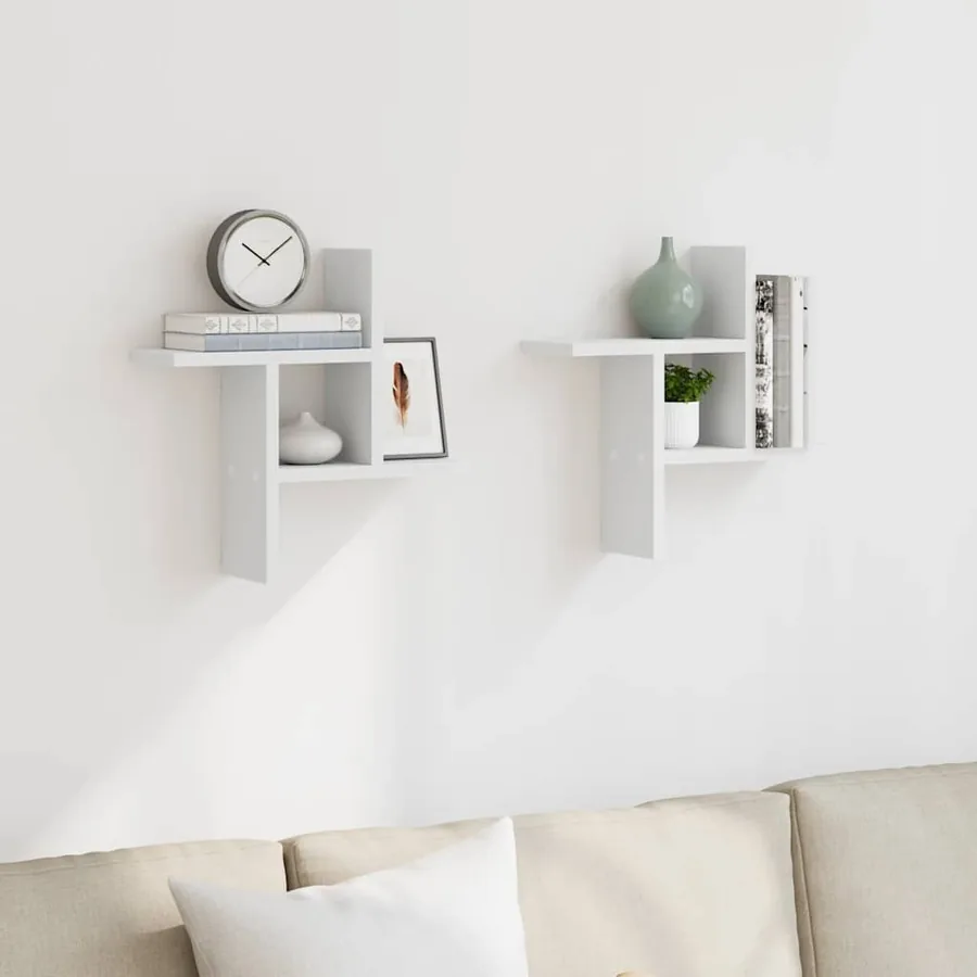 Étagères murales 2 pcs blanc 38x12x38 cm bois d'ingénierie