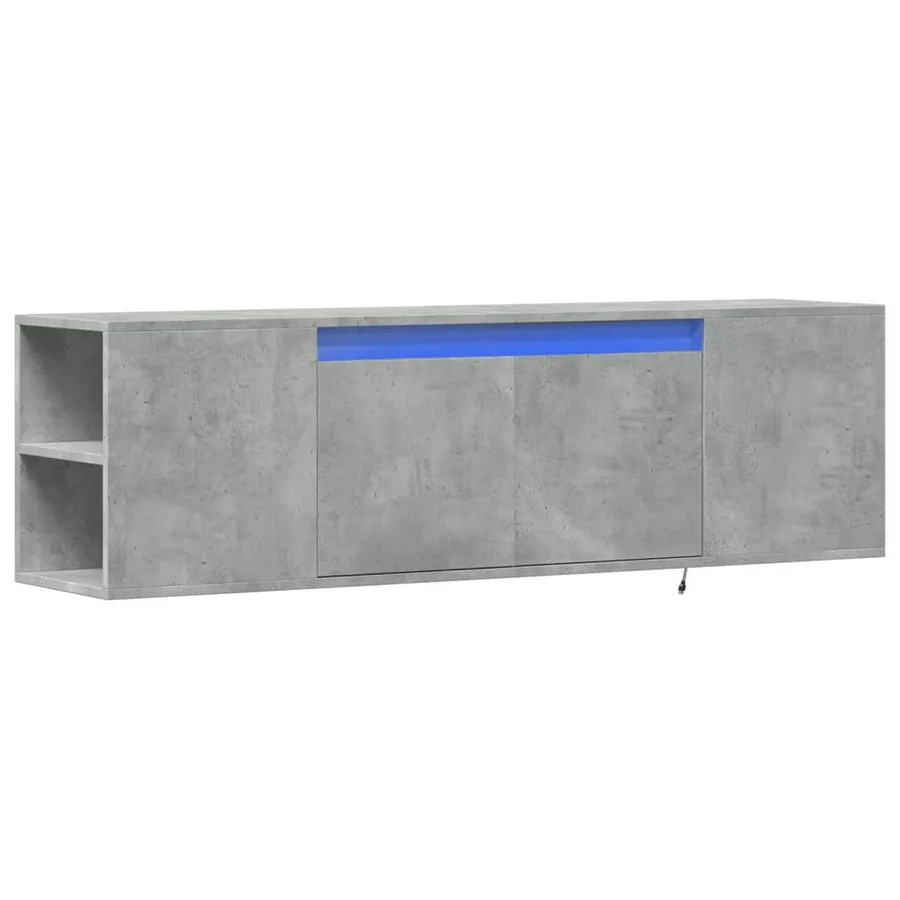 Meuble TV mural avec lumières LED gris béton 135x31x39,5 cm - 3