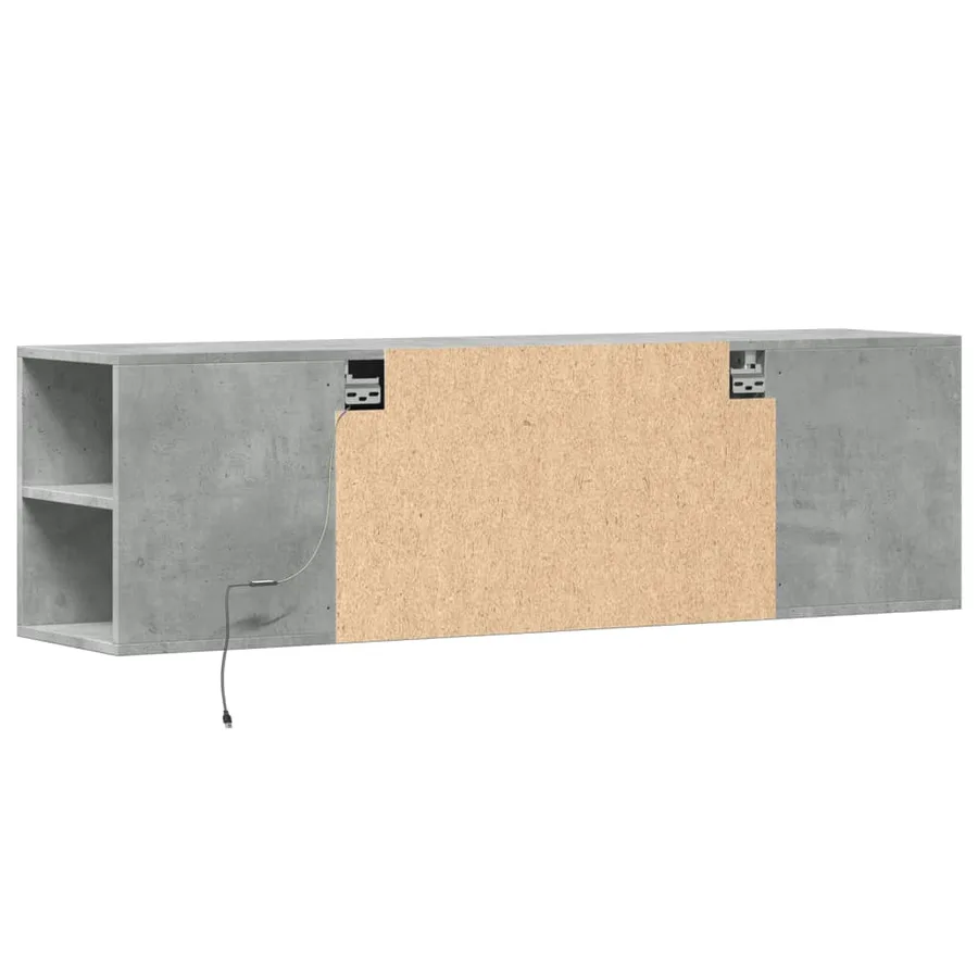 Meuble TV mural avec lumières LED gris béton 135x31x39,5 cm - 8