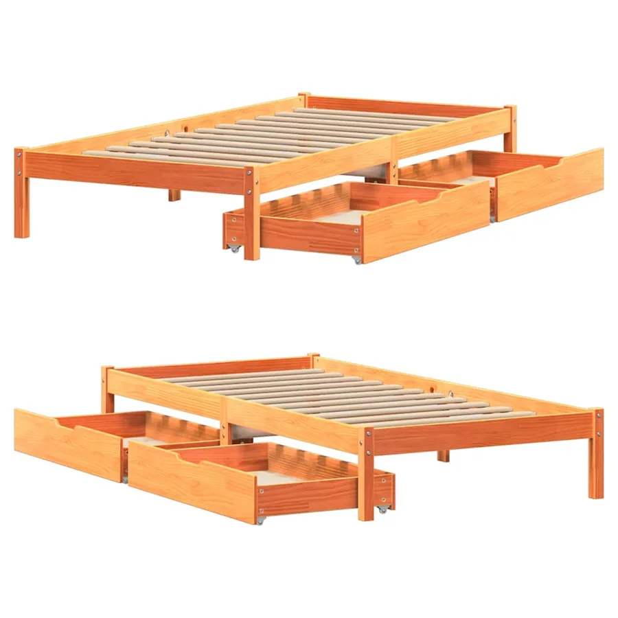 Cadre de lit sans matelas cire marron 90x190 cm bois pin massif - 9