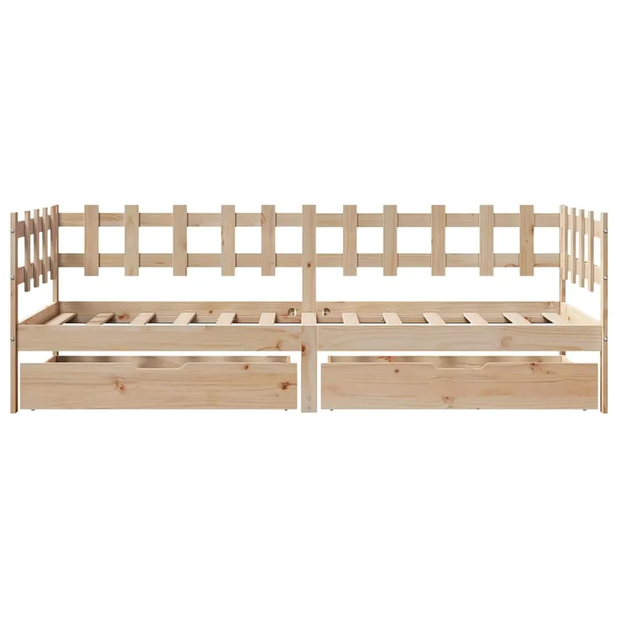 Lit de jour avec tiroirs sans matelas 90x190 cm bois massif - 4