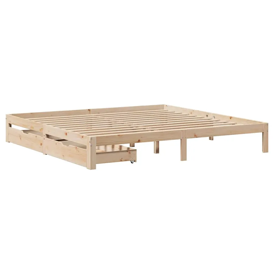Cadre de lit avec tiroirs sans matelas 200x200 cm - 3