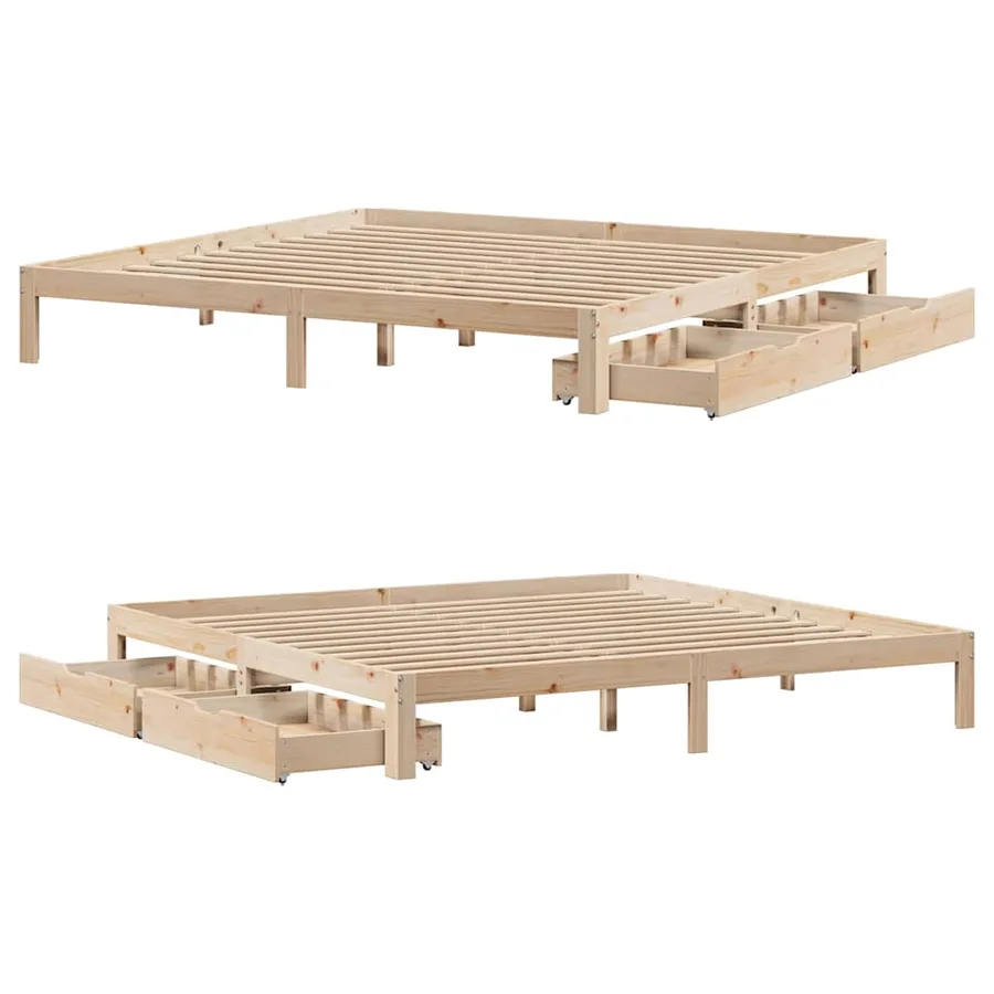 Cadre de lit avec tiroirs sans matelas 200x200 cm - 9
