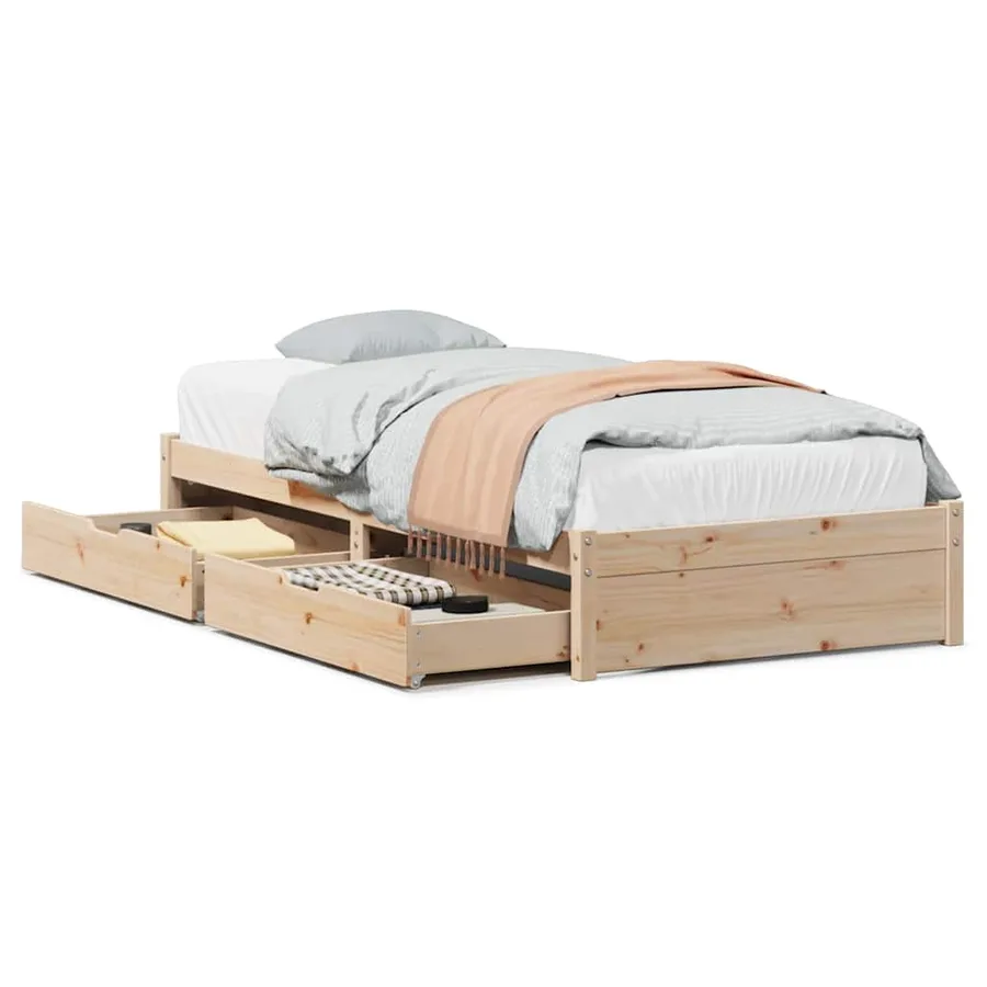 Cadre de lit sans matelas 75x190 cm bois de pin massif - 2
