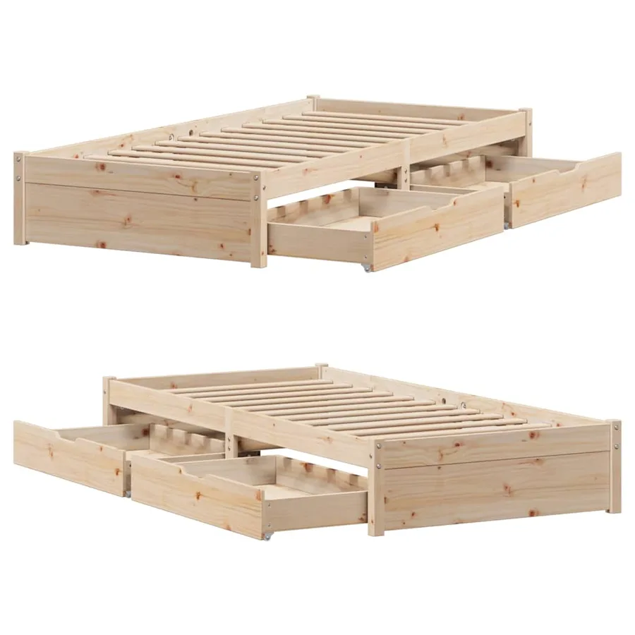 Cadre de lit sans matelas 75x190 cm bois de pin massif - 9