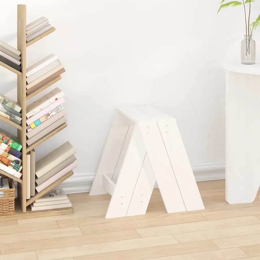 Tabourets lot de 2 blanc 40x40x45 cm bois massif de pin - 3