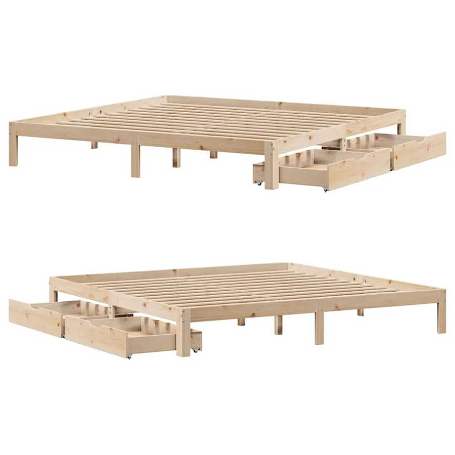 Cadre de lit avec tiroirs sans matelas 180x200 cm - 9