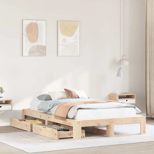 Cadre de lit sans matelas 135x190 cm bois de pin massif