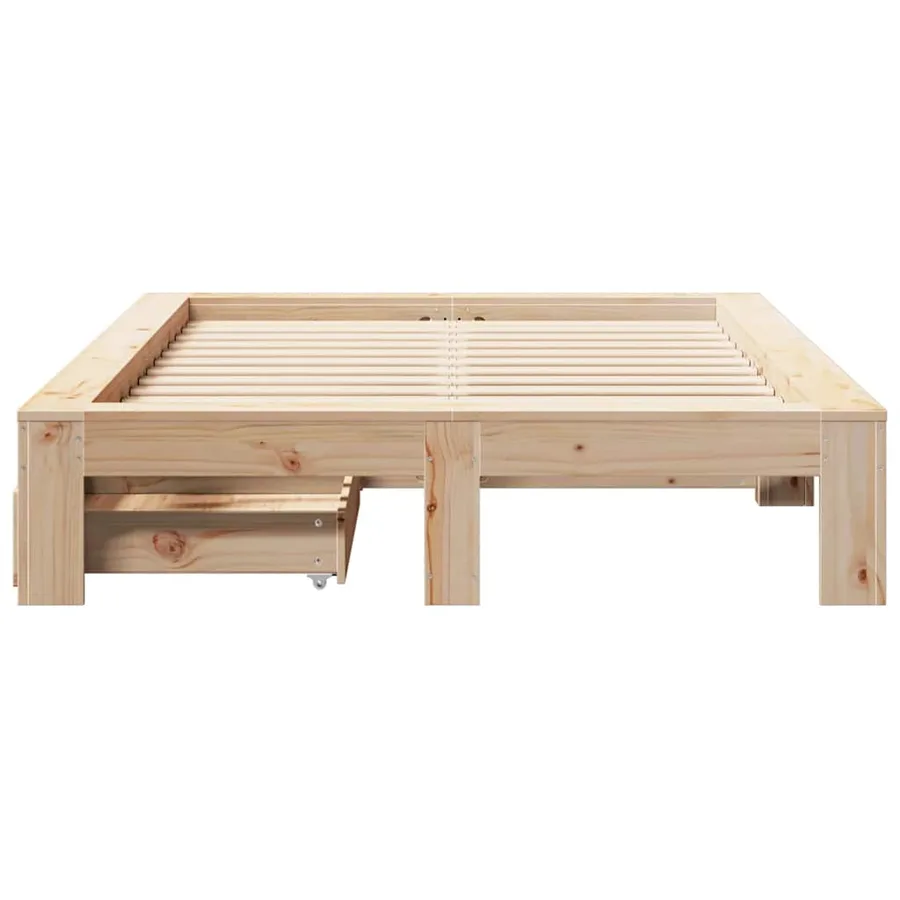 Cadre de lit sans matelas 135x190 cm bois de pin massif - 4