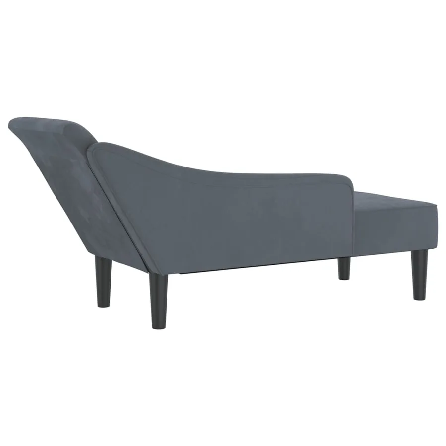 Chaise longue avec coussins gris foncé velours - 5