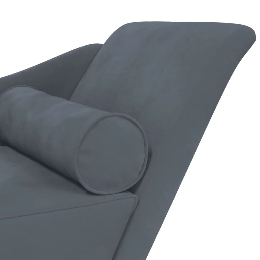Chaise longue avec coussins gris foncé velours - 6