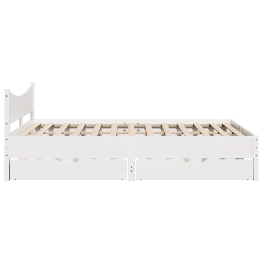 Cadre de lit avec tiroirs blanc 135x190 cm bois de pin massif - 7