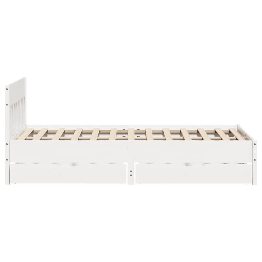 Cadre de lit sans matelas blanc 140x190 cm bois de pin massif - 7