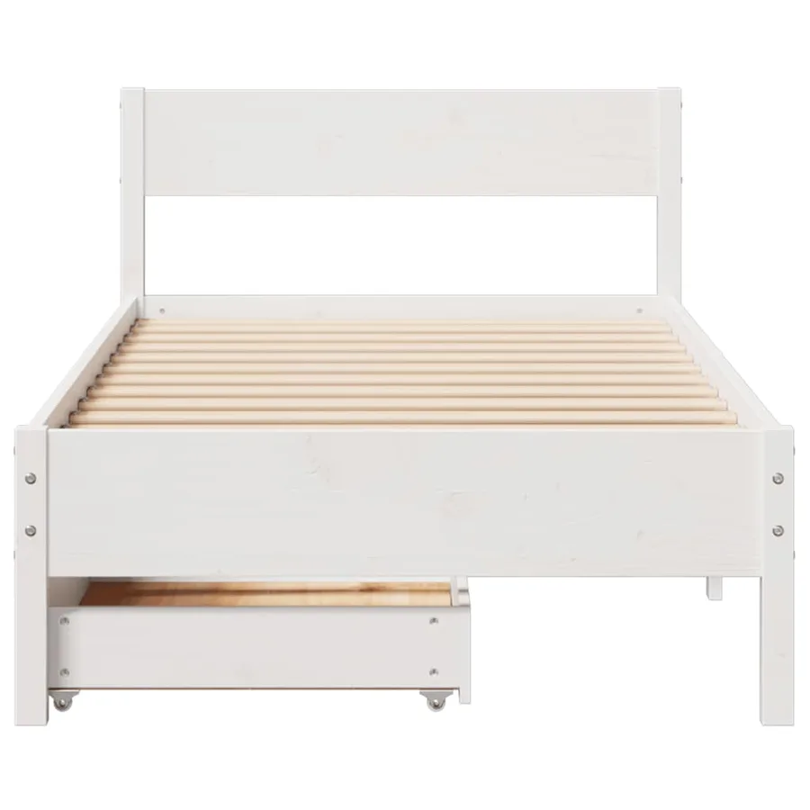 Cadre de lit sans matelas blanc 75x190 cm bois de pin massif - 4