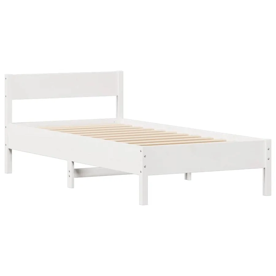 Cadre de lit sans matelas blanc 75x190 cm bois de pin massif - 5