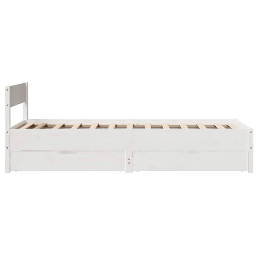 Cadre de lit sans matelas blanc 75x190 cm bois de pin massif - 7