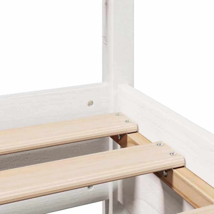 Cadre de lit sans matelas blanc 140x190 cm bois de pin massif - 10