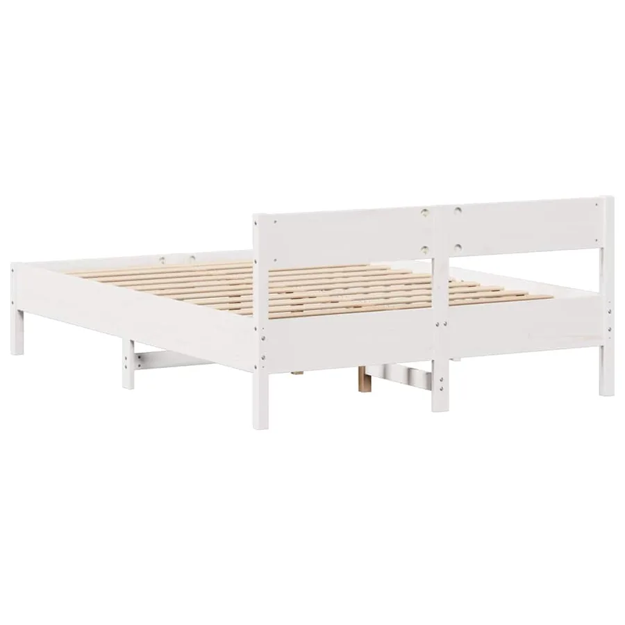 Cadre de lit sans matelas blanc 140x190 cm bois de pin massif - 8