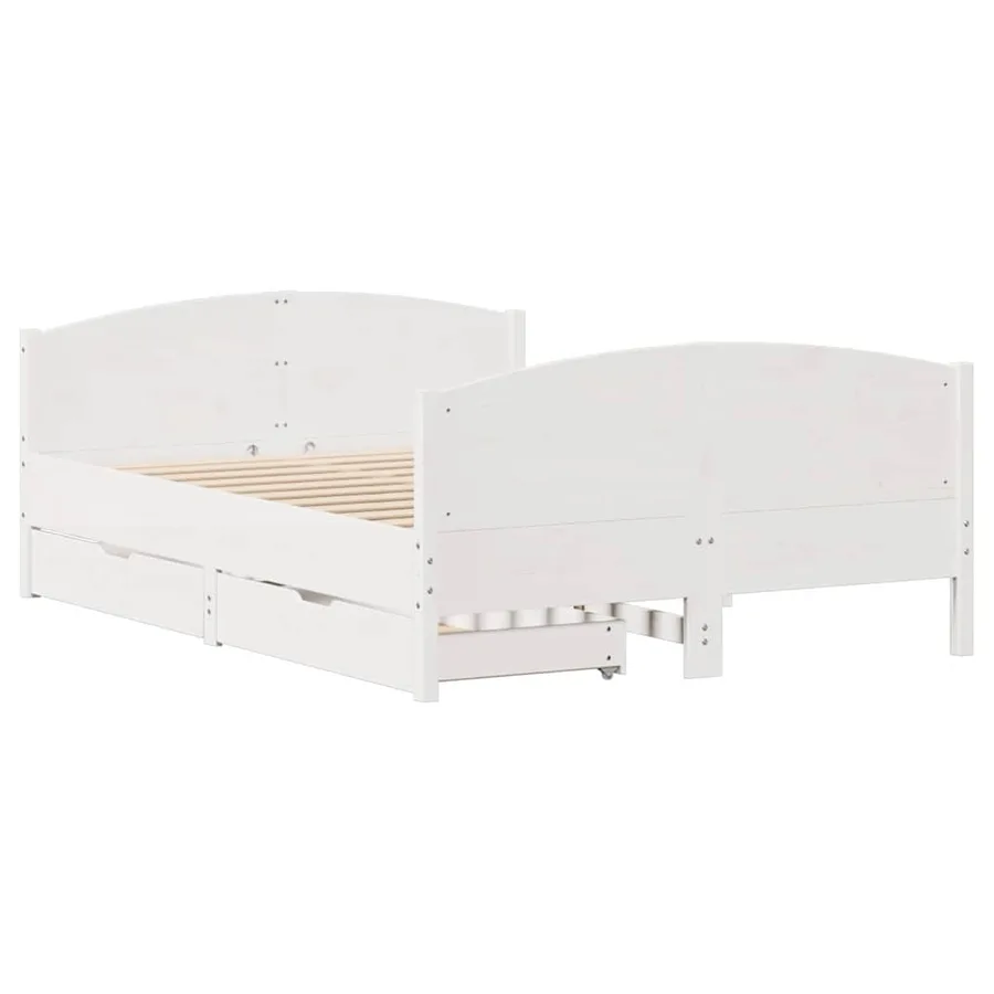 Cadre de lit sans matelas blanc 140x190 cm bois de pin massif - 3