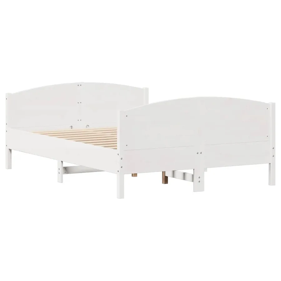 Cadre de lit sans matelas blanc 140x190 cm bois de pin massif - 5