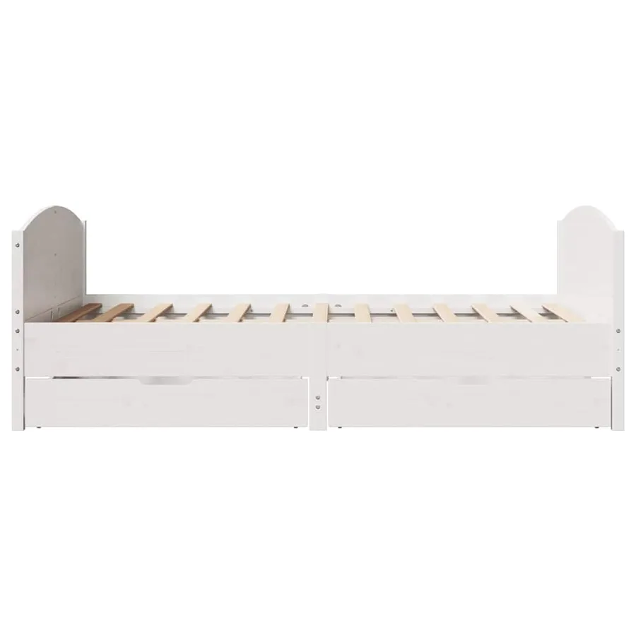 Cadre de lit sans matelas blanc 140x190 cm bois de pin massif - 7