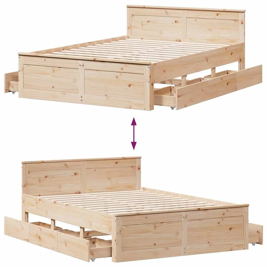 Cadre de lit sans matelas avec tête de lit 140x190cm pin massif - 10
