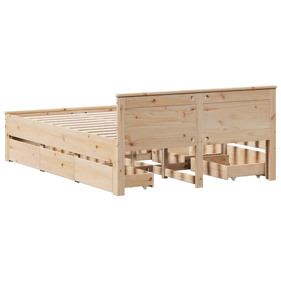Cadre de lit sans matelas avec tête de lit 140x190cm pin massif - 6