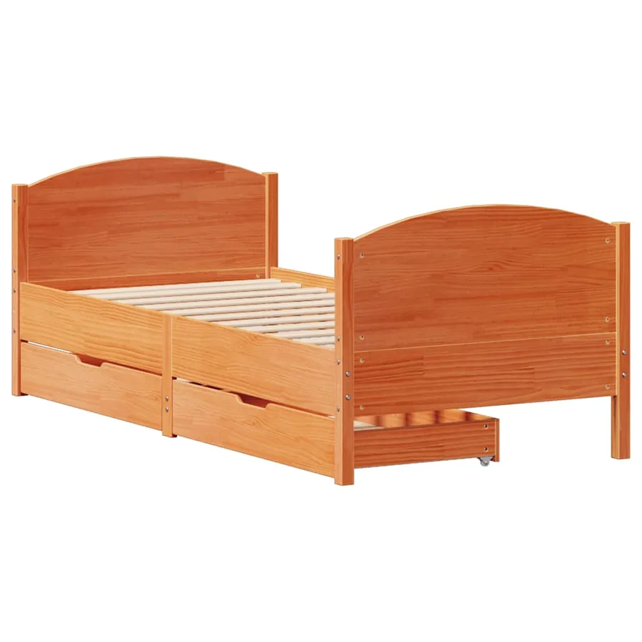 Cadre de lit sans matelas cire marron 90x190 cm bois pin massif - 3